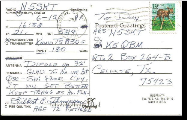 QSL Card Back